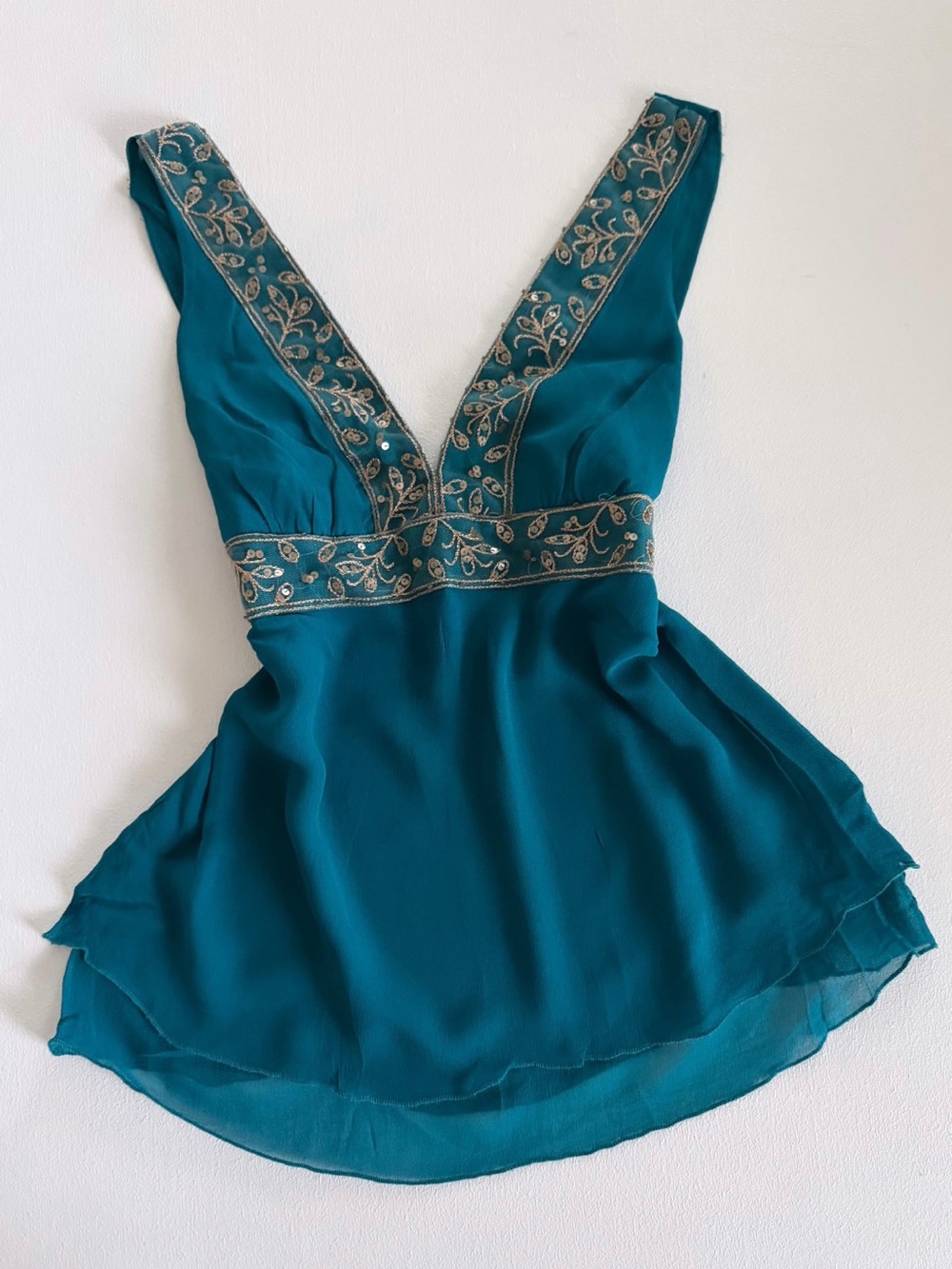 Vintage Twenty one Silk Embroidered Babydoll
Top